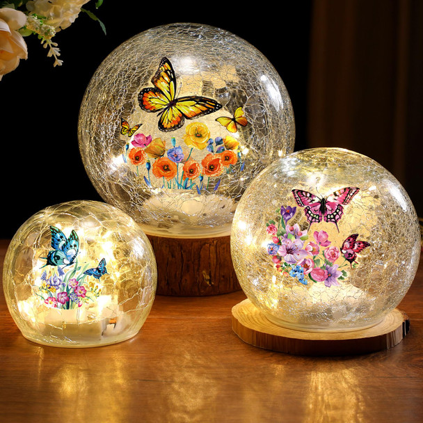 3pcs Christmas Decorations Indoor Cardinal Crackle Glass Ball Lights Cardinal Decorations Lamp LED Night Indoor Tabletop Decorative Sphere Lamp for Home Decor(Butterfly) 3pcs Christmas Decorations Indoor Cardinal Crackle Glass Ball Lights Cardinal Decorations Lamp LED Night Indoor Tabletop Decorative Sphere Lamp for Home Decor(Butterfly)
