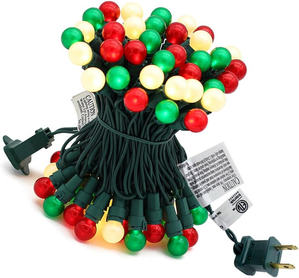 Red White Green Christmas Lights Indoor 70 LED Outdoor String Lights with Pearlized Glass 120V ETL for Halloween Decor Holiday Party Thanksgiving Yard Xmas Tree Carnival Deco