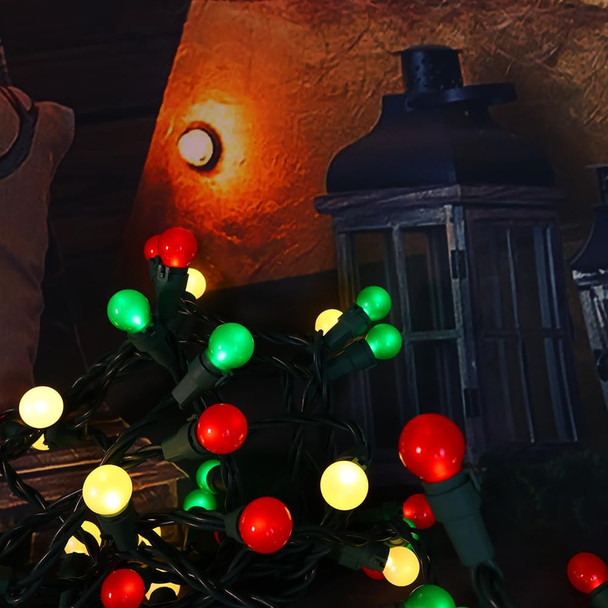 Red White Green Christmas Lights Indoor 70 LED Outdoor String Lights with Pearlized Glass 120V ETL for Halloween Decor Holiday Party Thanksgiving Yard Xmas Tree Carnival Deco