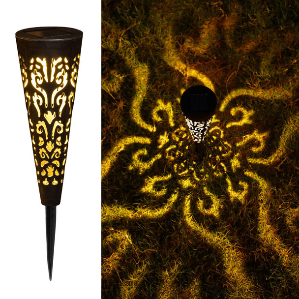 Go2garden 6Pcs Solar Lights Outdoor Decorative Conical Garden Stakes for Patio, Yard, Lawn, Pathway Decor Landscape Lighting Mothers' Day Garden s(Black)