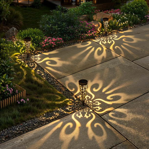 Go2garden 6Pcs Solar Lights Outdoor Decorative Conical Garden Stakes for Patio, Yard, Lawn, Pathway Decor Landscape Lighting Mothers' Day Garden s(Black)