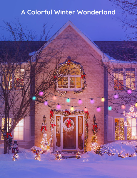 Govee Outdoor String Lights H7015 with 15 Dimmable RGBIC LED Bulbs, 48ft IP65 Waterproof Shatterproof Christmas Decorations, Color Changing Warm White Lights with 47 Scene Modes for Christmas