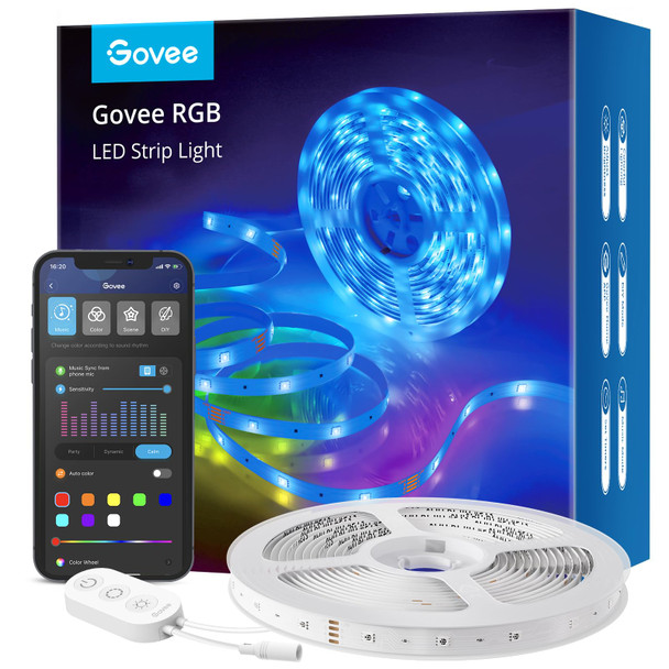 Govee Smart LED Strip Lights, 16.4ft WiFi LED Strip Lighting Work with Alexa and Google Assistant, 16 Million Colors with App Control and Music Sync LED Lights for Bedroom, Christmas Decorations