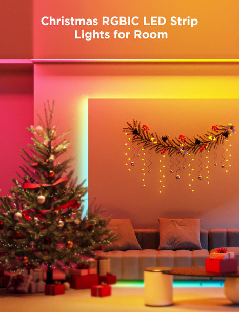 Govee RGBIC LED Strip Lights for Room with Warm White 65.6ft, Smart LED Strip Lighting Alexa Compatible, Color Changing LED Lights Music Sync, Christmas Decor, 2 Rolls of 32.8ft