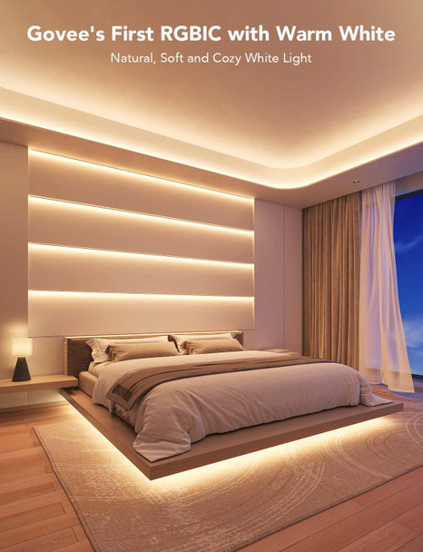 Govee RGBIC LED Strip Lights for Room with Warm White 65.6ft, Smart LED Strip Lighting Alexa Compatible, Color Changing LED Lights Music Sync, Christmas Decor, 2 Rolls of 32.8ft