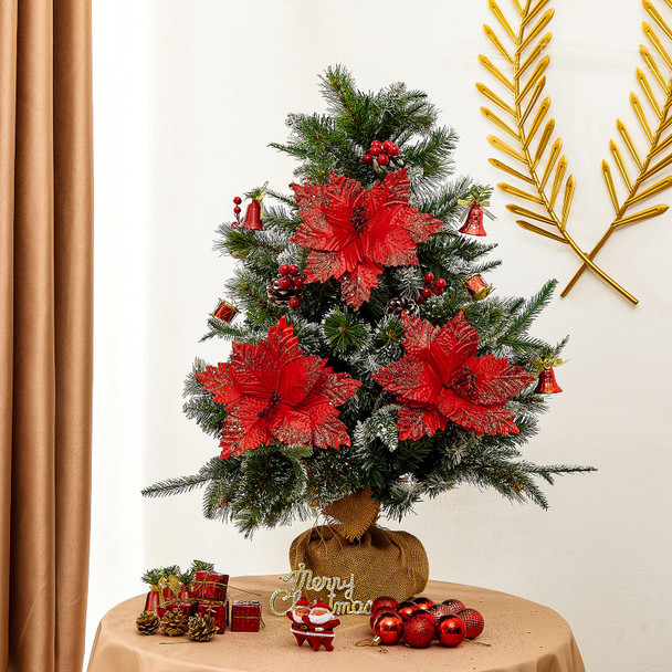 10 Pcs Large Christmas Poinsettia Picks Christmas Tree Glitter Flowers Decorations Ornaments for Christmas Tree Wreath, Red, 8.3 inch (PR3000)