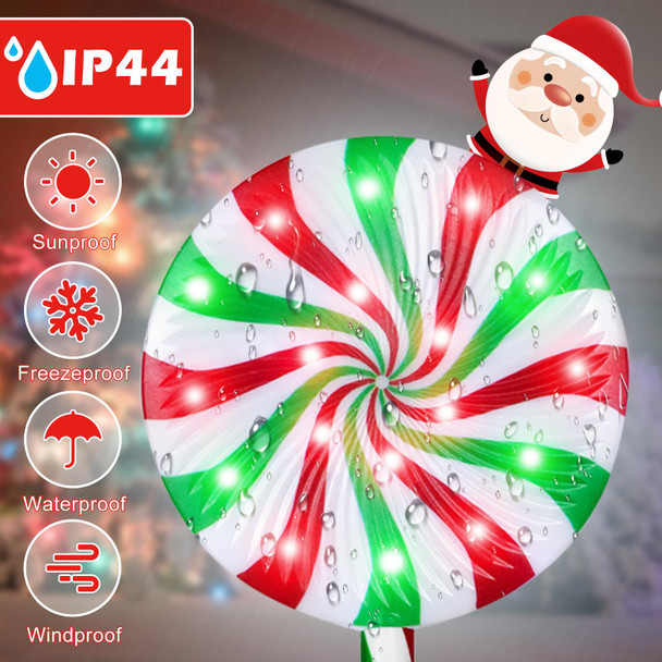 Lollipop Christmas Pathway Lights Outdoor, 28 Inch 8 Light Modes Pathway Christmas Lights with Bow, Waterpoor Outdoor Candy Cane Pathway Lights, Xmas Decoration for Walkway, Yard(6PCS-Multicolor)