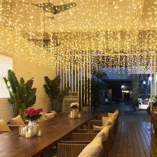 LED Icicle String Lights, Christmas Icicle Lights 16.4FT 216 LEDs Window Curtain Starry Fairy Lights Plug in 8 Modes for Wedding Party Bedroom Garden Patio Outdoor Indoor (Warm White, 5)