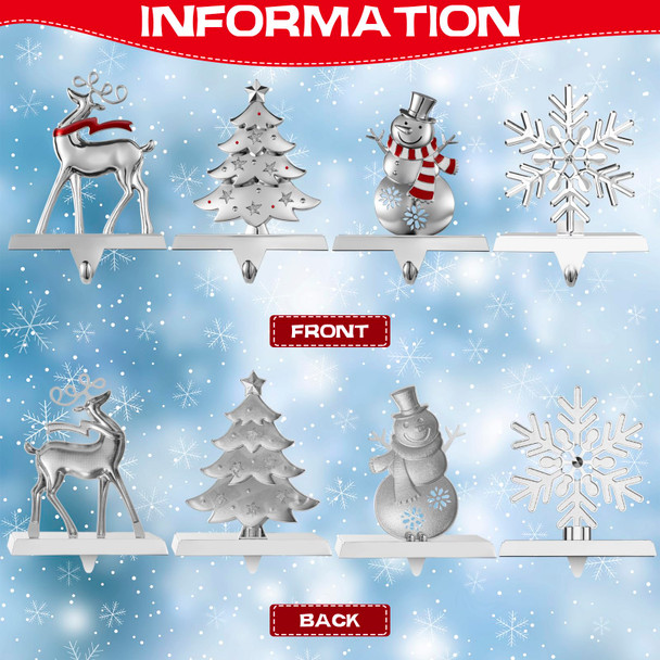 4 Pack Snowflake Christmas Stocking Holder Set for Mantle Christmas Decorations Holiday Mantle Fireplace Topper - Snowflake Snowman Reindeer and Christmas Tree Hangers Decorative Metal Hanger 4 Pack Snowflake Christmas Stocking Holder Set for Mantle Christmas Decorations Holiday Mantle Fireplace Topper - Snowflake Snowman Reindeer and Christmas Tree Hangers Decorative Metal Hanger