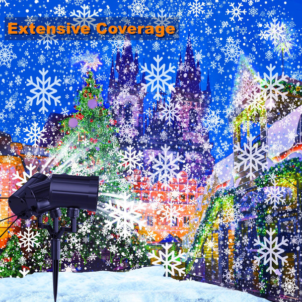 Christmas Projector Lights Outdoor,Christmas Snowflake Projector Lights IP65 Waterproof, LED Rotating Snowfall Decor Garden Party Outdoor Christmas Decoration for Atmosphere - d 3-Head