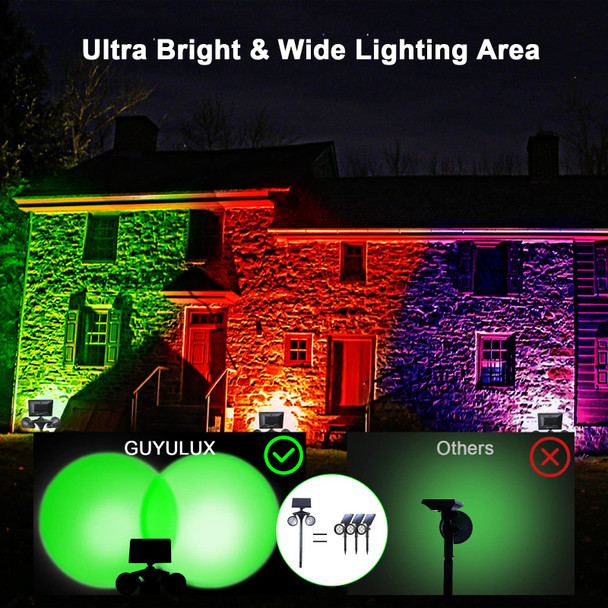 Solar Spotlights Outdoor Waterproof, 7-Color Cycling Landscape Light Dusk to Dawn, Stake Solar Lights Stay On All Night, Solar Uplights for Yard/Patio/Outside Decor/Halloween/Christmas, 2-Pack