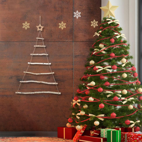 GWHOLE Wall Hanging Christmas Tree, Christmas Tree Ladder with Star Topper for Hanging Xmas Decoration Ornaments Photos