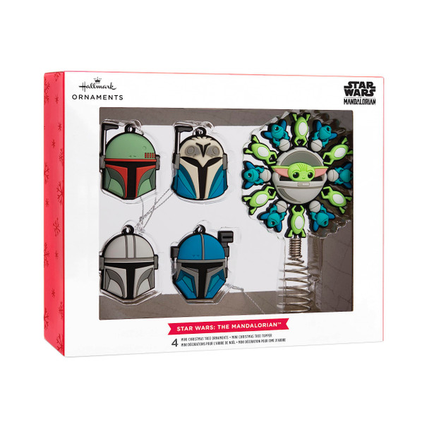 Hallmark Star Wars: The Mandalorian 5" Miniature Christmas Tree Topper and 1.7" Mini Ornaments, Set of 5 Shatterproof Ornaments, May The 4th