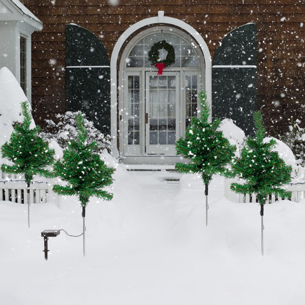 Solar Christmas Tree Garden Stake, Waterproof Christmas Decorative Tree Lights, Outdoor Christmas Tree Lights, Christmas Decorations, Pathway Lights, Patio Lights 31inch (Green, 4pcs)