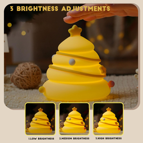 HAPPYBAG Christmas Tree Silicone Night Light LED Squishy Nursery Toddler Rechargeable Night Light,Cute Stuff for Baby,Kids,Toddlers lamp,Kawaii Room Décor
