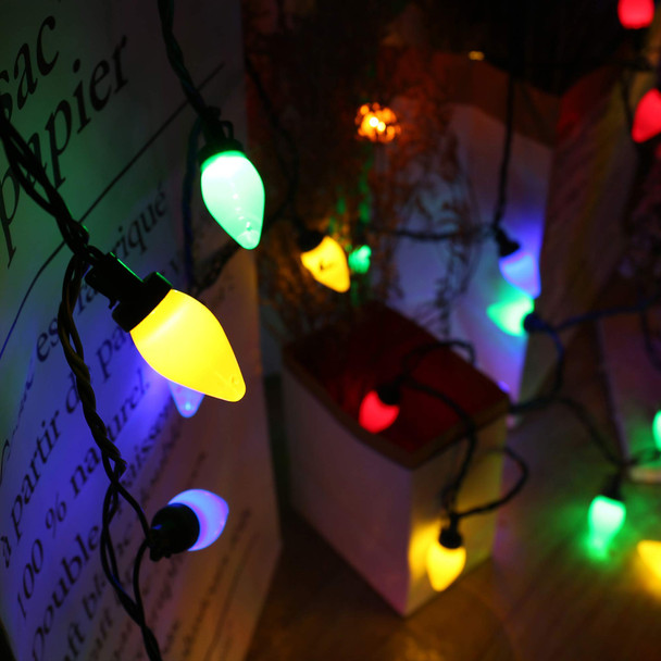 HAYATA C7 Bulbs Christmas Lights -50 LED 24ft Strawberry String Light - Fairy Lighting for Outdoor, Indoor, Garden, Yard, Party, Home, Wreath, Garland, Christmas Tree Decorations