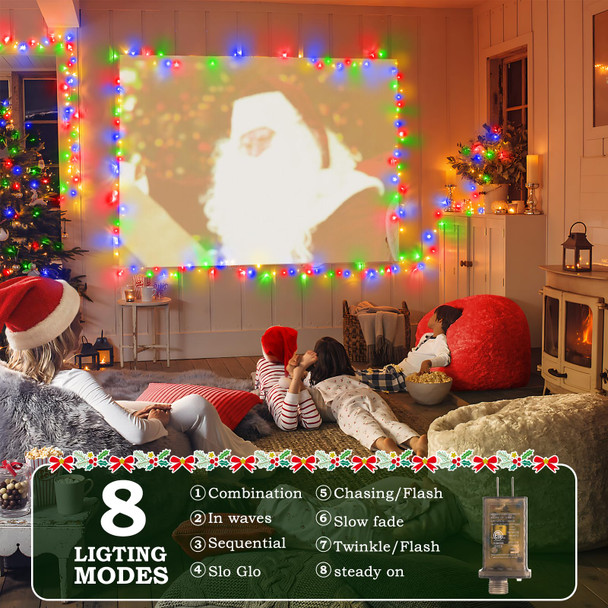 Heceltt 164 FT 500 LED Christmas Lights Outdoor,Green Wire Outdoor Fairy Lights Plug in Waterproof 8 Modes and Timer Memory Function for Xmas Wedding Party Holiday Patio Garden Decor(Multicolor)