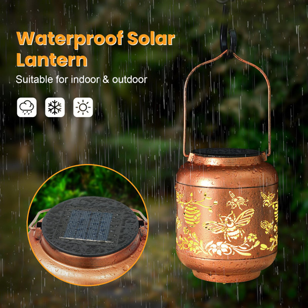 Solar Lantern Solar Lights Outdoor Waterproof s for Women Mom Grandma Bee Christmas Decorations Outside Garden Decor Hanging Solar Lights Metal Led Lantern for Yard Backyard, Porch Patio