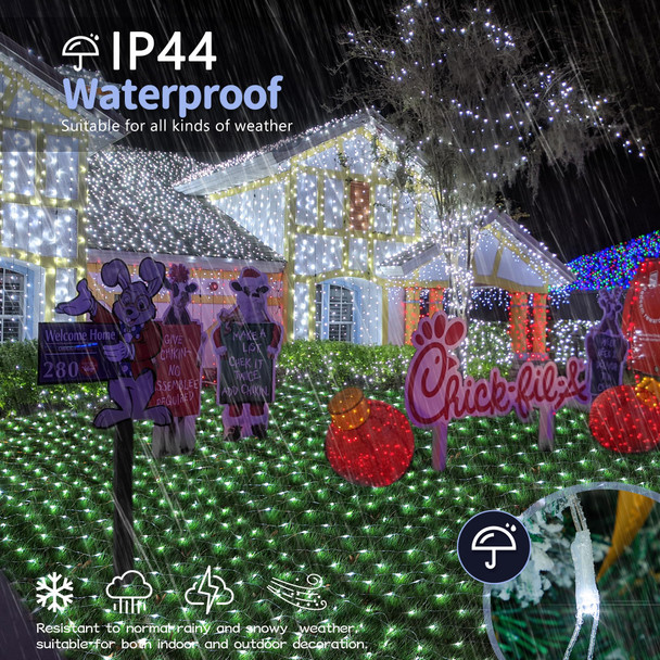HEYFUNi Net Mesh Waterproof String Lights,360LED 13ft x 5ft Christmas Net Lights, 8 Modes,Connectable for Indoor Outdoor, Curtain,Garden,Christmas Tree, Bush, Party, Holiday, Wall Decor (White)
