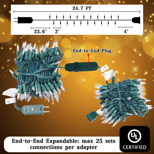 50 LED Slow Twinkle Lights, Soft Twinkling Christmas String Lights, UL 27 Ft, Connect Up to 50 Sets, Indoor & Outdoor Christmas Decorations
