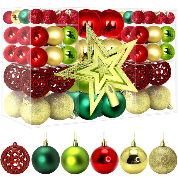 101pcs Christmas Ball Ornaments Set, Shatterproof Christmas Decorations Set with Reusable Hand-held Package for Xmas Tree Decor Holiday Wedding Party Holiday Indoor Decor (Gold&Red&Green) 101pcs Christmas Ball Ornaments Set, Shatterproof Christmas Decorations Set with Reusable Hand-held Package for Xmas Tree Decor Holiday Wedding Party Holiday Indoor Decor (Gold&Red&Green)