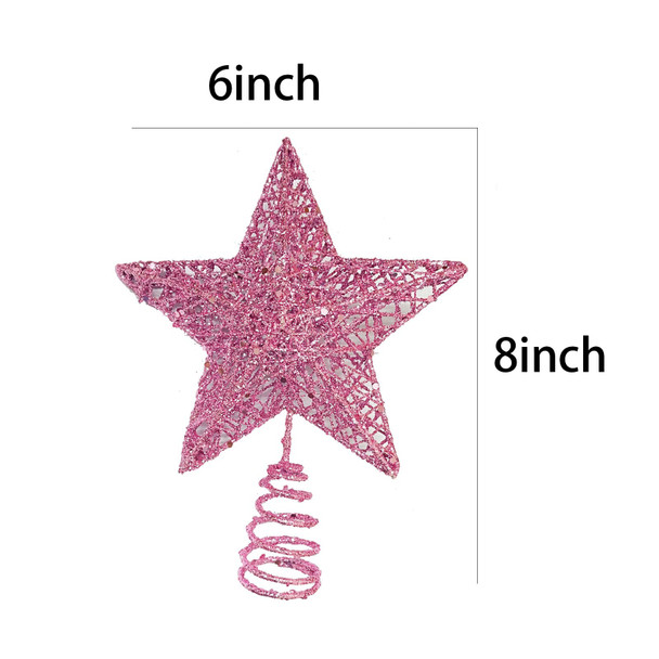 Christmas Tree Star Topper, Xmas Tree Topper Glittered 5 Point Star Treetop for Christmas Tree Ornament (Pink)