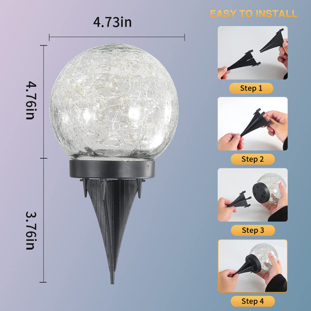 Outdoor Decor Solar Lights Garden Lights Solar Globe Lights Solar Balls for Garden Pathway Lights Solar Garden Decor 3 Pack for Decorations Lawn (Medium 3 Pack, Warm White-3)