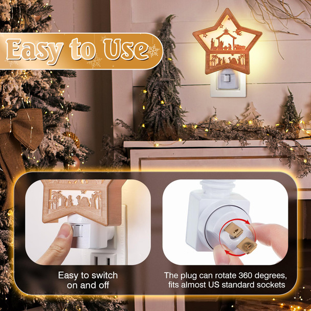 Christmas Jesus Nativity Scene Night Light Plug in, Christmas Jesus Born 120V C7 LED Wall Plugin Nightlights, Christmas Nativity Star Night Light Decor for Bedroom Bathroom Kitchen Hallway