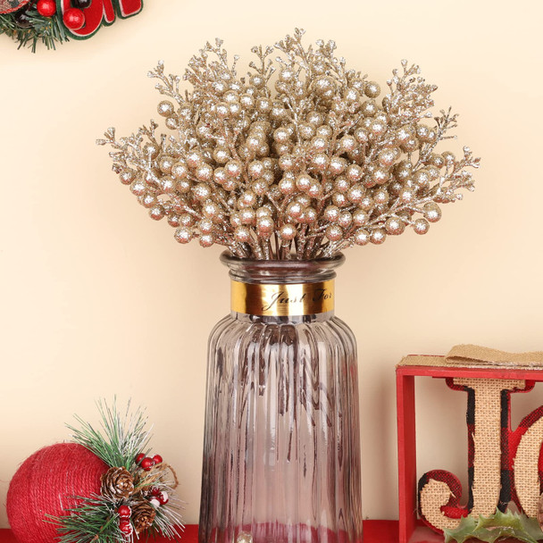 HOHOTIME 36Pcs Christmas Glitter Berries Stems, 9.5 Inch Artificial Christmas Tree Picks for Christmas Tree Decorations Ornaments DIY Crafts Vases Holiday Wedding Home Xmas Decor(Champagne) HOHOTIME 36Pcs Christmas Glitter Berries Stems, 9.5 Inch Artificial Christmas Tree Picks for Christmas Tree Decorations Ornaments DIY Crafts Vases Holiday Wedding Home Xmas Decor(Champagne)