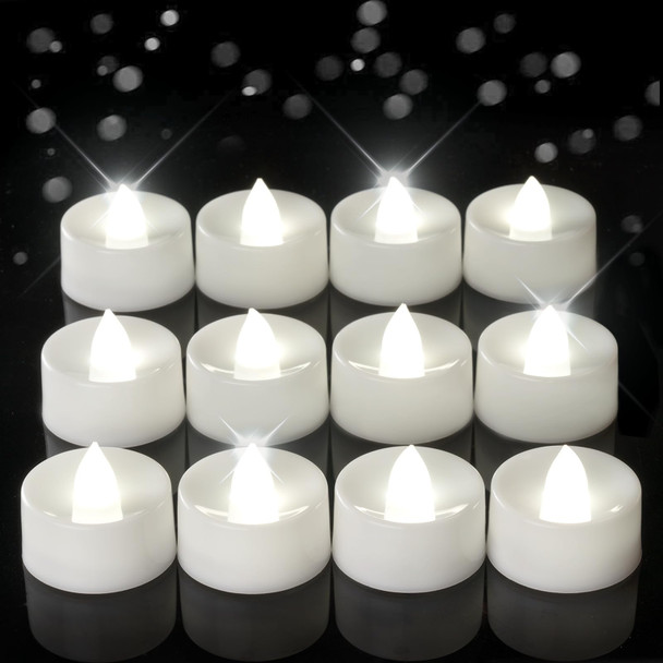 Homemory 12-Pack Timer Flameless Candles, Tea Lights Candles Battery Operated with 6h Timer, LED Tealight Candles Votive Candles for Halloween, Christmas, Wedding Table Decoration (Pure White)