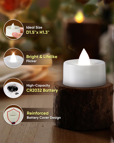Homemory 12-Pack Timer Flameless Candles, Tea Lights Candles Battery Operated with 6h Timer, LED Tealight Candles Votive Candles for Halloween, Christmas, Wedding Table Decoration (Pure White)