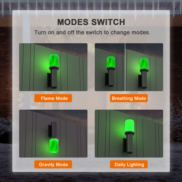 Hompavo 【d】 LED Flame Light Bulbs, Green Flickering Light Bulbs with Upside Down Effect, E26 Flame Bulb for Home Halloween St. Patrick's Day Christmas Decorations Indoor & Outdoor, 2 Pack