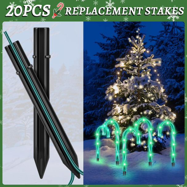 20PCS Replacement Stakes for Christmas Candy Cane Lights Outdoor, Plastic Candy Cane Pathway Markers Lights Spike Replacer, Size 0.68 6.05 Inches, Used to Maintain Candy Cane Pathway Lights 1 20PCS Replacement Stakes for Christmas Candy Cane Lights Outdoor, Plastic Candy Cane Pathway Markers Lights Spike Replacer, Size 0.68 6.05 Inches, Used to Maintain Candy Cane Pathway Lights 1