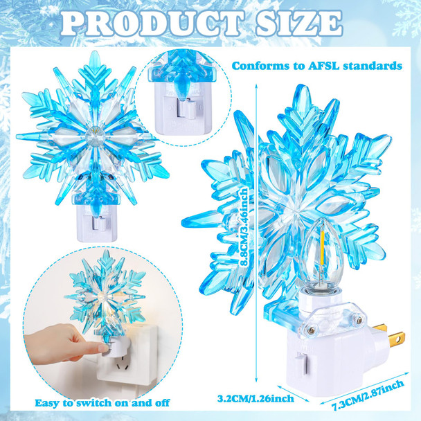 Honoson 2 Pcs Christmas Snowflake Nightlight Winter Snowflakes Night Light LED Snowflake Nightlight Xmas Holiday Decor Christmas Winter for Bedroom Christmas Decoration