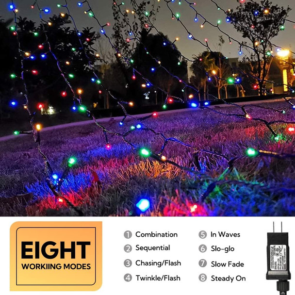 MYGOTO Christmas LED String Lights 500L 165feet 8 Modes 30V Plug in String Lights Green Wire Fairy Outdoor Lights Home Garden Party Wedding Xmas Tree Bedroom Window Tree Decoration(Multicolor)