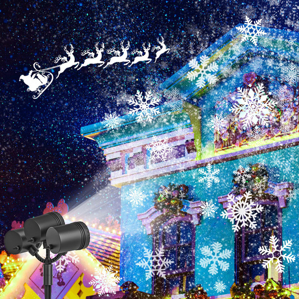 Snowflake Projector Light, Snowflake LED Christmas Light Projector - Waterproof Holiday Decorations for Outside Yard and House-【LL-050-2】