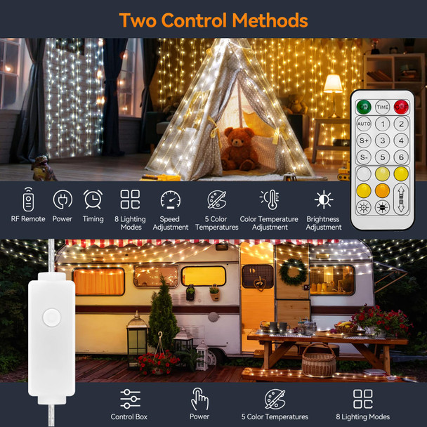 HOUHUI Fairy Lights Plug In, 50Ft Warm to Cool White Indoor Outdoor String Lights with Remote, 8 Modes 2700K-6500K Dimmable White Fairy Twinkle Lights IP67 Waterproof for Christmas Bedroom Party Decor