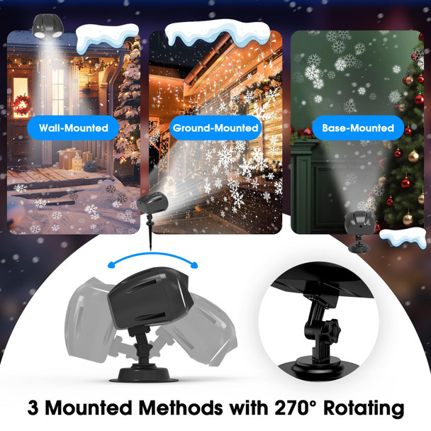 Christmas Snowflake Projector Lights Outdoor, d Owl Shape Snowfall Lights Projector with Remote, IP65 Waterproof Landscape Light for Xmas Holiday Wedding Indoor Garden Patio Party