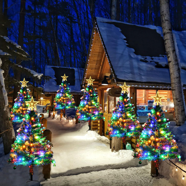 2 Set Solar Christmas Tree Christmas Lights for Outdoor Christmas Decorations, Solar Xmas Pathway Lights 8 Modes Solar Christmas Garden Stake Lights, Waterproof Outdoor Christmas Decor for Patio Yard