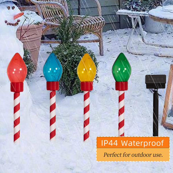 4Pack Solar Christmas Lights Multicolored Light Bulb Outdoor Garden Decorations Landscape LED Lights for Christmas Walkway Driveway Lawn Decor