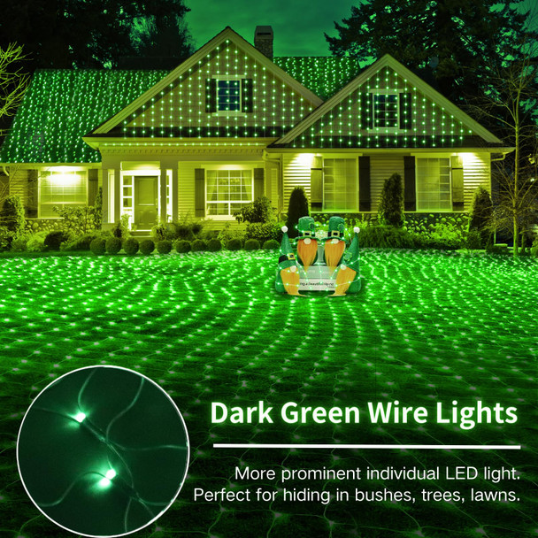 hyrion Green Net Lights 360 LED with Green Wire,12ftx5ft Connectable Mesh String Lights with 8 Lighting Modes,Christmas Decorations for Outdoor Trees,Bushes,Garden