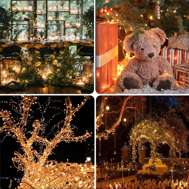 IDEAALS Solar Christmas String Lights, 6-Pack 40FT 100 LED, Waterproof Solar Twinkle Lights with 8 Modes for Outdoor Tree Decorations(Warm White)