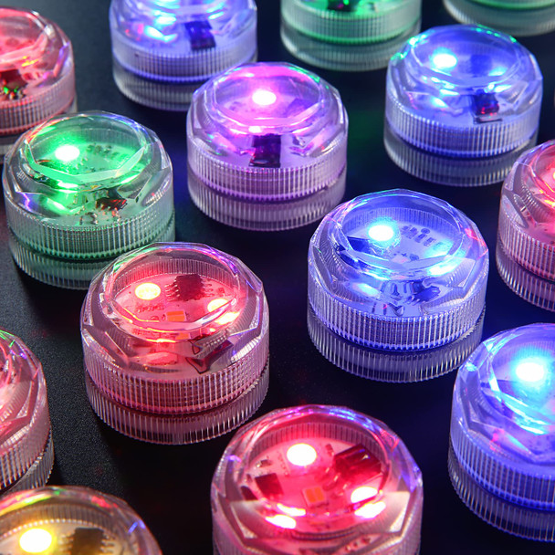 Submersible Led Lights with Remotes, Waterproof Tea Lights Candles Battery Operated RGB Color Changing Small Led Light for Vase Pool Pond Lantern Halloween(20pack)