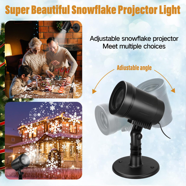 Christmas Snowflake Projector Light Outdoor, Waterproof Christmas Laser Lights with Four Patterns, Snowfall Led Projector Lights for Xmas Indoor Home Party Garden Patio