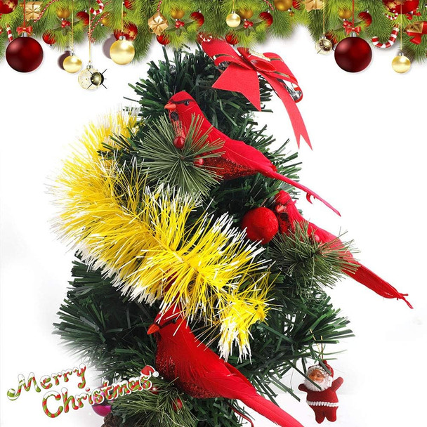 IUIBMI 10 Pack Artificial Red Cardinal Birds Clip on Pine Branches Ornaments for Christmas Tree Realistic Feathered Birds for Wreaths DIY Crafts Decor