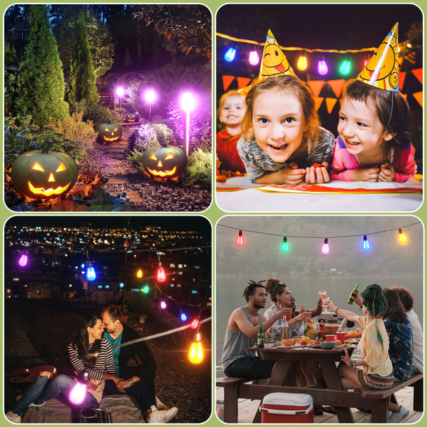 12-Pack Red Green String Light Bulbs, Patio String Light Replacement bulbs for Outdoor Indoor, 1W E26 Base S14 LED Red Green Light Bulbs for Christmas Halloween,Holiday,Home Decor (6 Red + 6 Green)