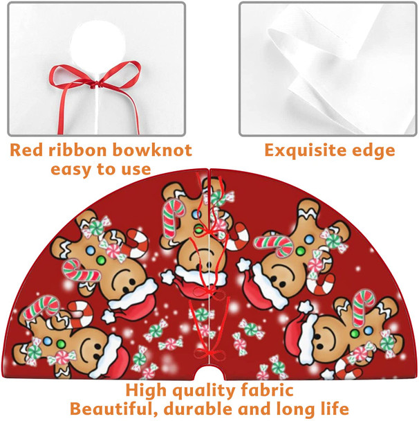 Jbralid Christmas Tree Skirt 48 Inch Christmas Gingerbread Sweet Candy Lollipop Xmas Tree Skirts Mat for Year Holiday Christmas Party Decorations