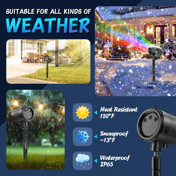 Christmas Projector Lights Outdoor, Halloween Light Projector RGB 3 Color Motion Star Light Show Halloween Projectors Outdoor for Party, Garden, Lawns, Courtyard, Christmas, Halloween, Year