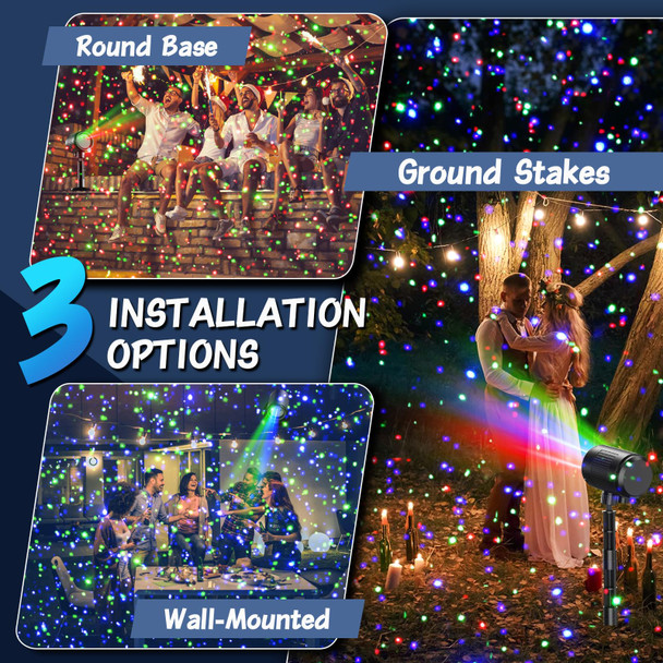 Laser Projector Lights Outdoor, Christmas Laser Light Projector Moving RGB 3 Color Starry Lights Show with RF Remote, Waterproof Holiday Decor for Garden, Patio, Party, Christmas, Halloween, Year