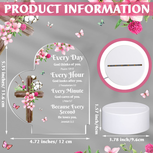 Jetec Christmas Acrylic Night Light Christian for Women Inspirational Religious LED Night Light Bible Verse Decor for Wedding Birthday Church with Warm Color Lamp Base(Every Day)